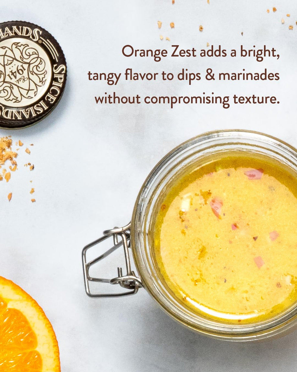 Spice Islands orange peel packaging highlights premium quality.