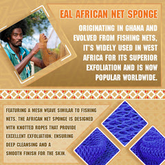 SpiralScgv African Net Sponge detailed weave highlights gentle exfoliation.