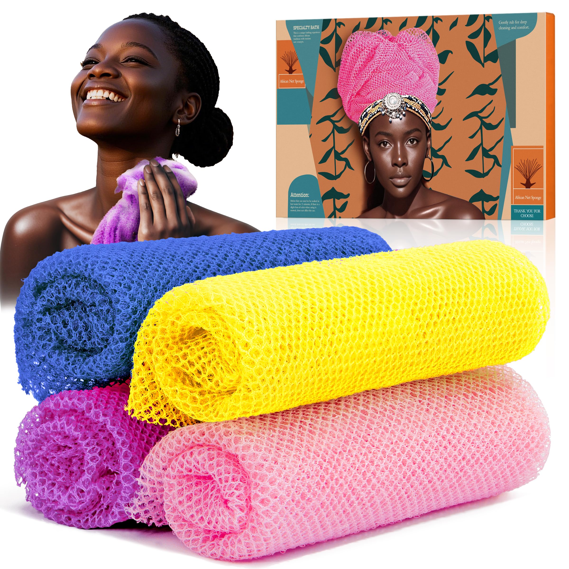 SpiralScgv African Net Sponge yellow pack for vibrant exfoliation and quick-dry bathing