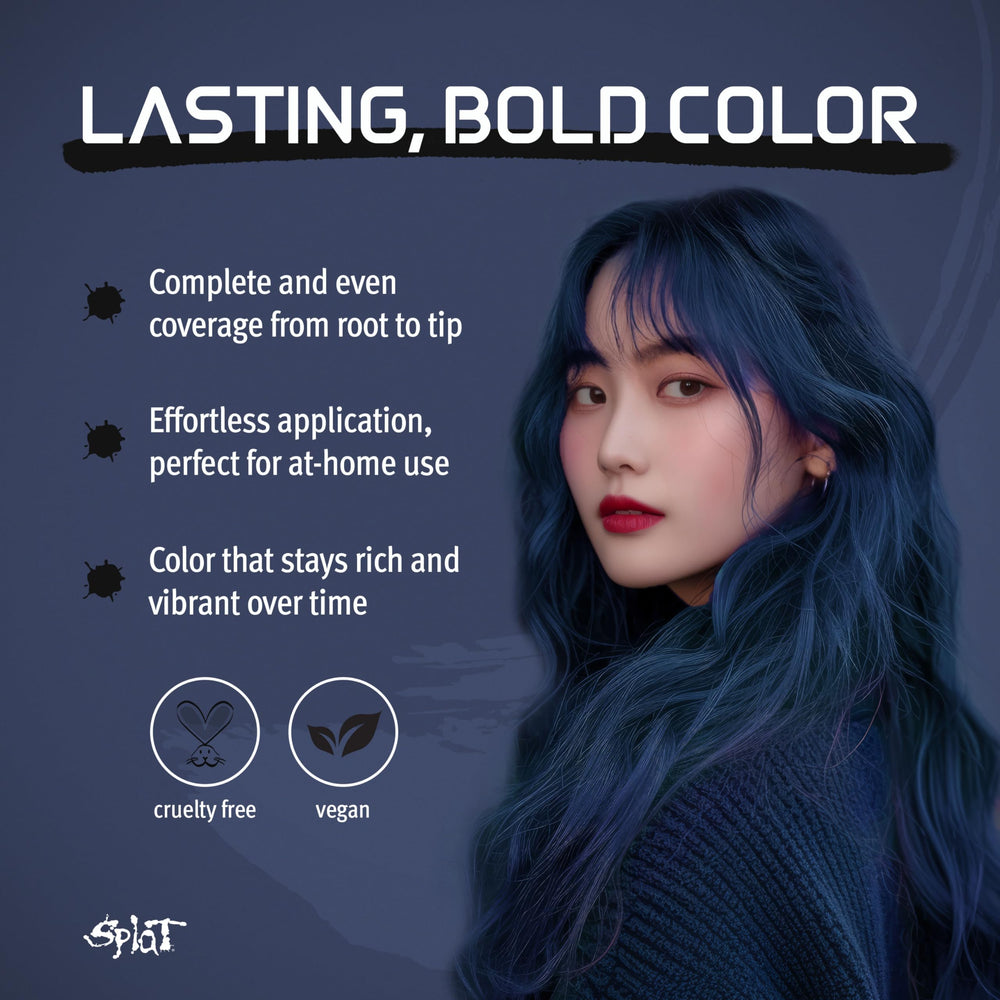 Splat Midnight Azure color application close-up demonstrating easy dye process