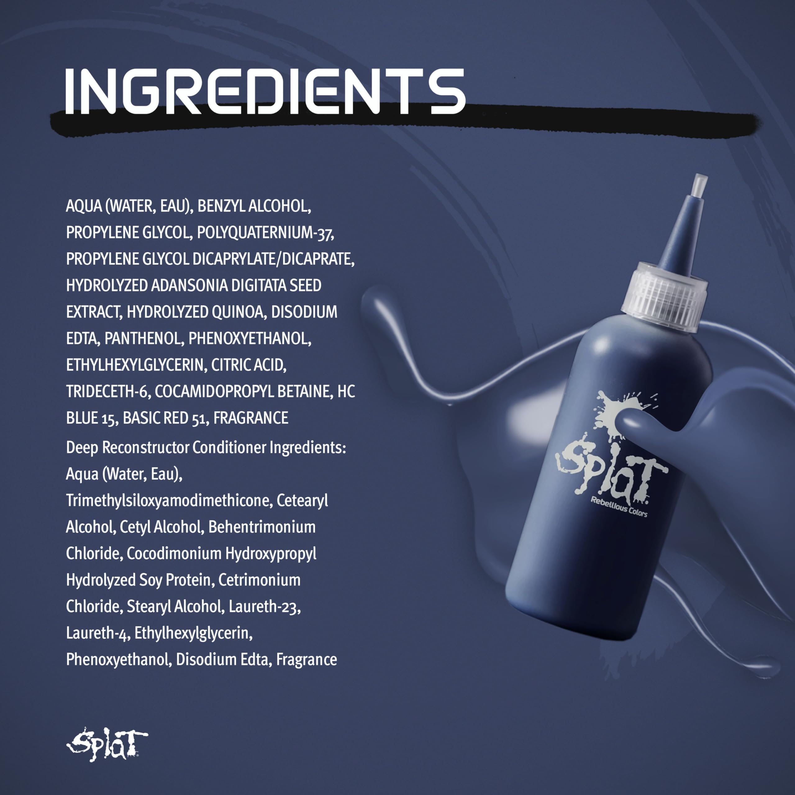 Splat Midnight Azure final blue shade on hair with glossy finish
