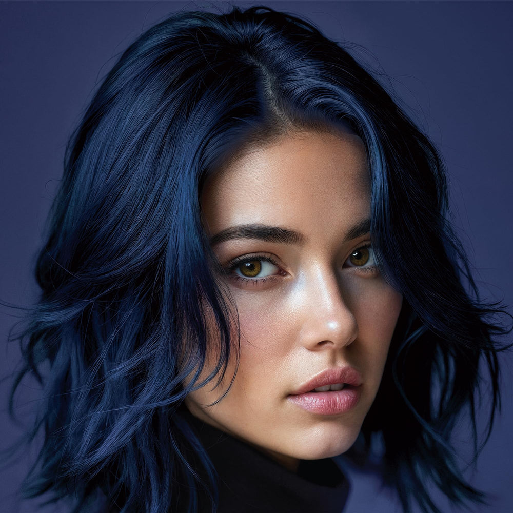 Splat Midnight Indigo applied to dark hair for even coverage.