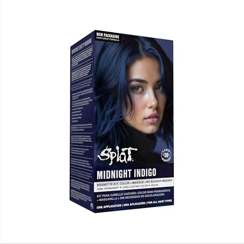 Splat Midnight Indigo finished hair with subtle shine.