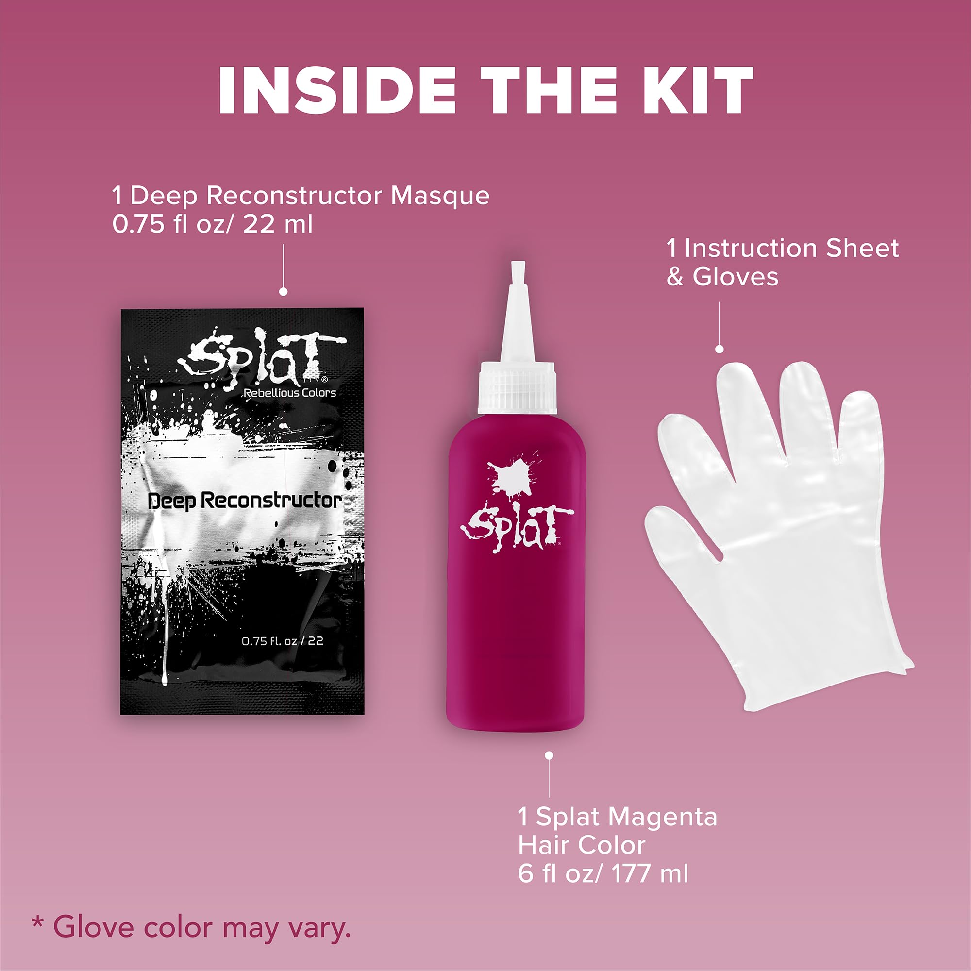 Splat Midnight Magenta instruction sheet for easy at home use