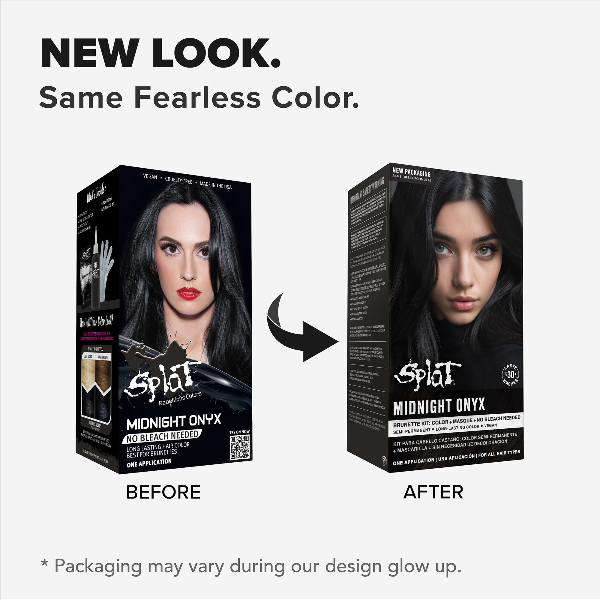 Splat Midnight Onyx kit box with dye conditioner and gloves