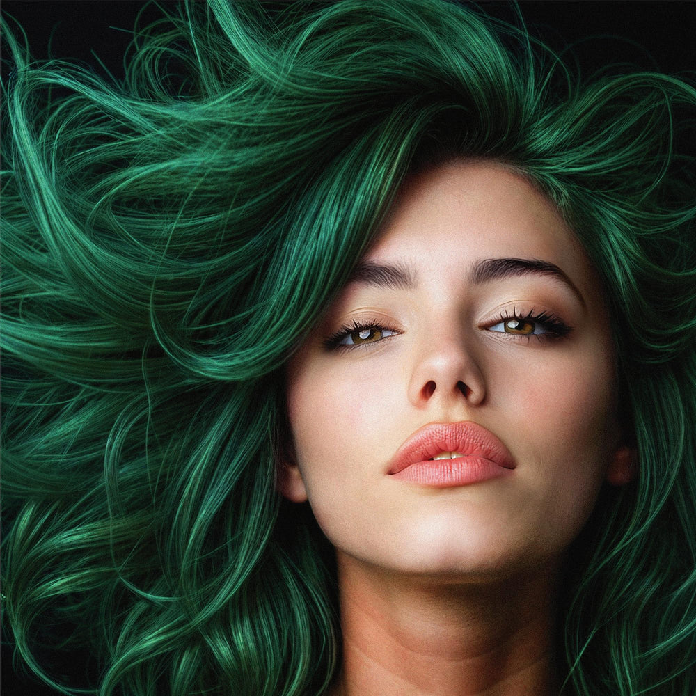Splat Rebellious Colors Midnight Jade hair tone swatch demonstrates true color result