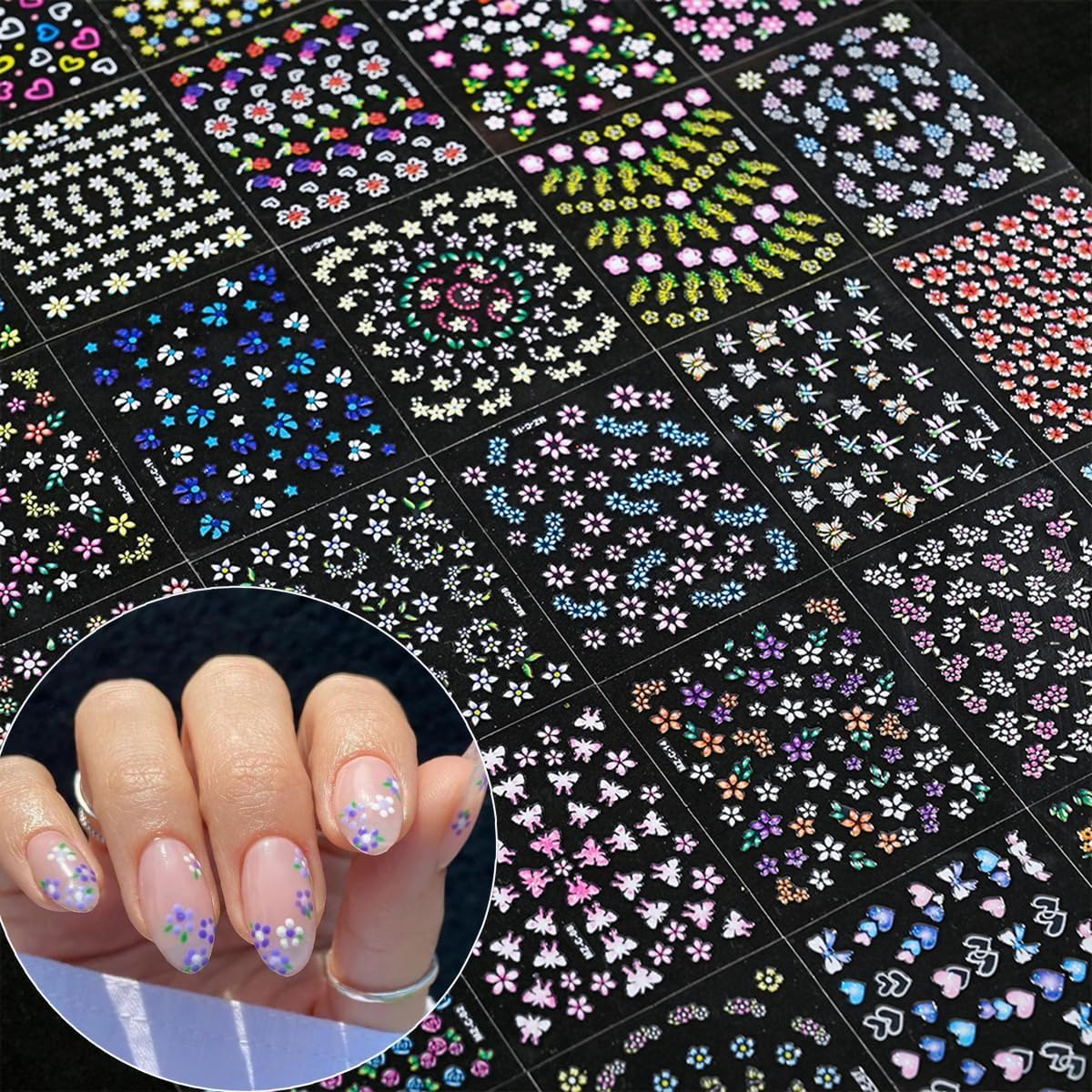 SPLOCUDU cherry blossom nail sticker adds delicate blossom accents.