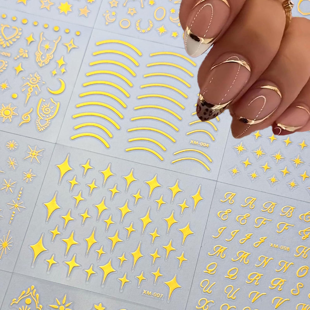 SPLOCUDU gold heart nail stickers offer refined decoration for special occasions.