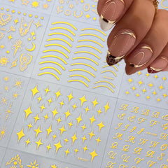 SPLOCUDU gold heart nail stickers offer refined decoration for special occasions.