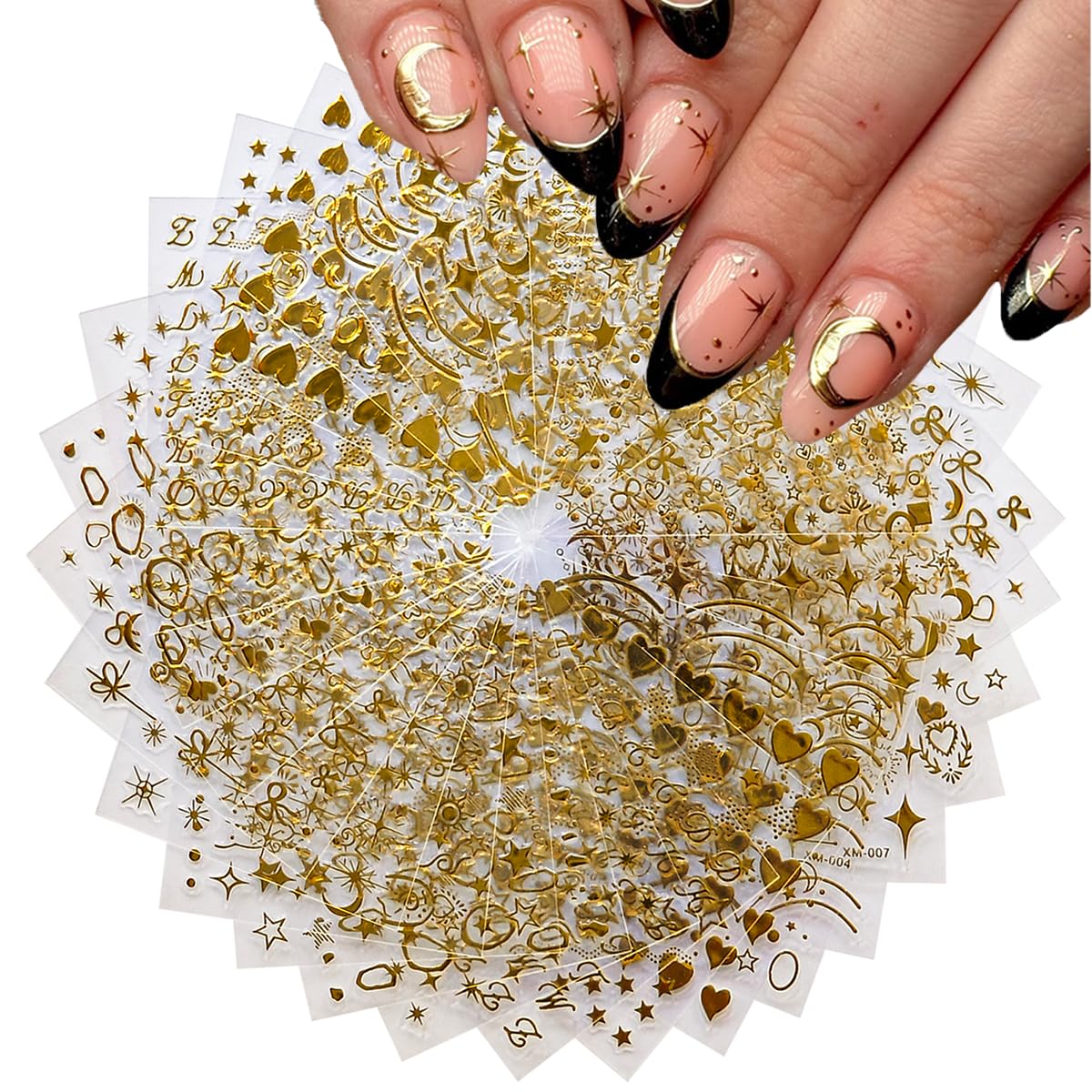 SPLOCUDU gold star line 3D nail stickers for easy, salon-quality at-home nail art.