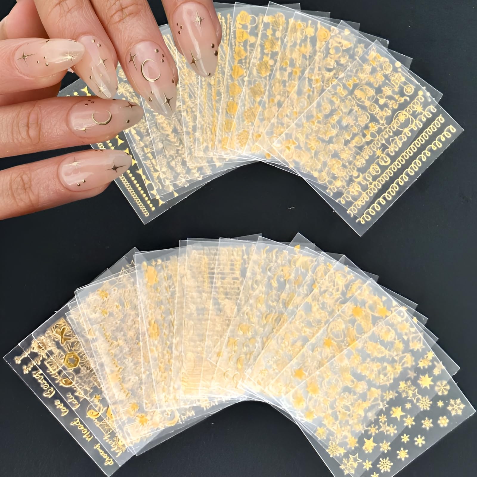 SPLOCUDU patrones dorados para uñas que realzan el color