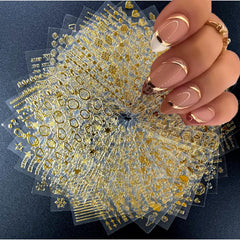 SPLOCUDU pegatinas doradas para uñas 3D autoadhesivas con acabado brillante