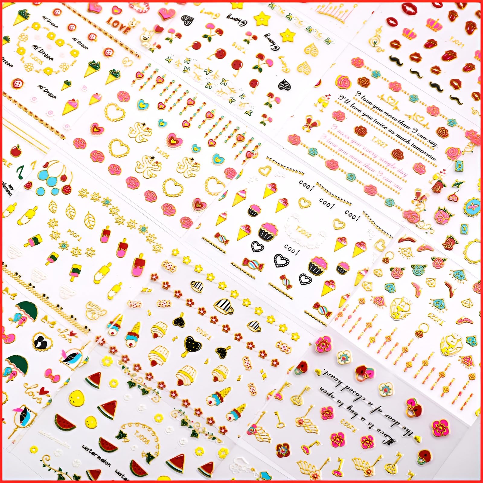 SPLOCUDU strawberry design decals for playful nail art