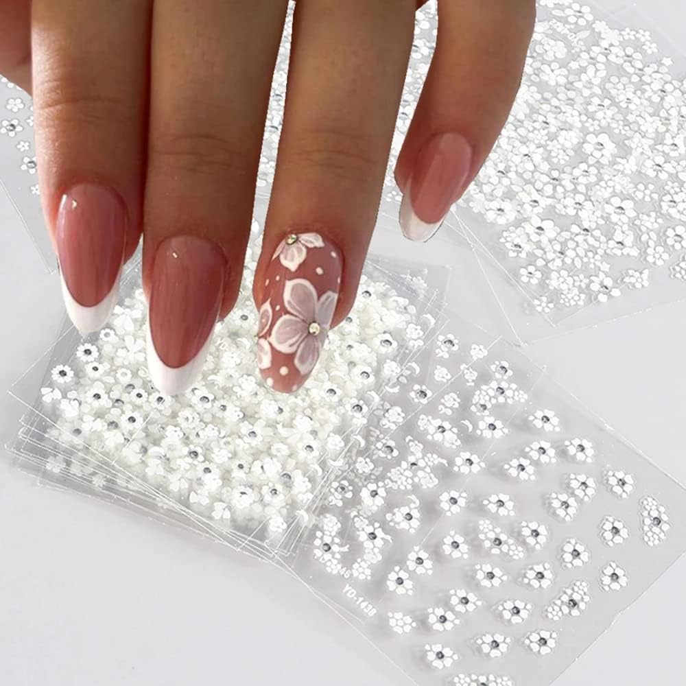 Splocudu White Flower Nail Stickers pack with 30 sheets for versatile nail art.