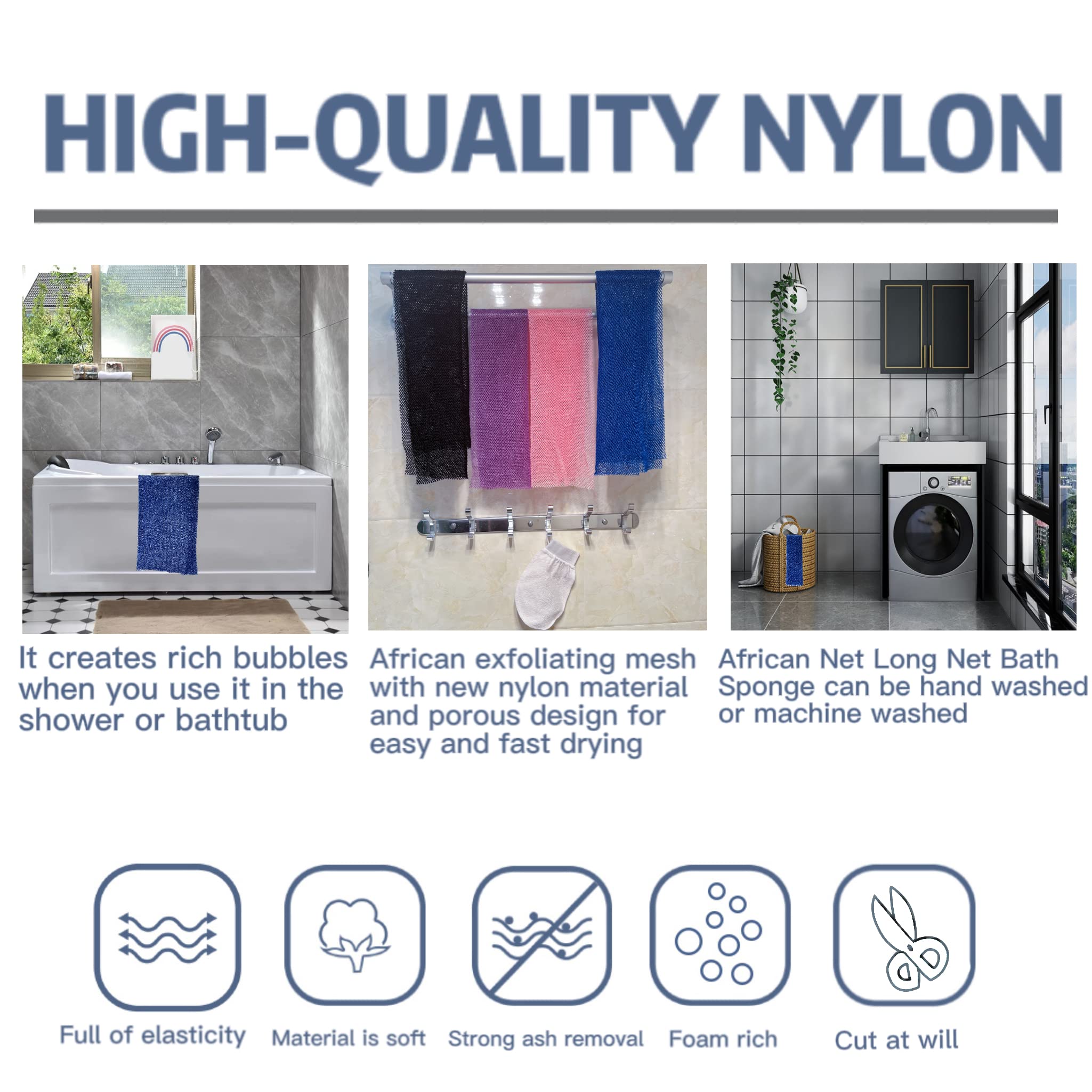SPMKTBOZAI net exfoliante africano, lavable a máquina para uso duradero.