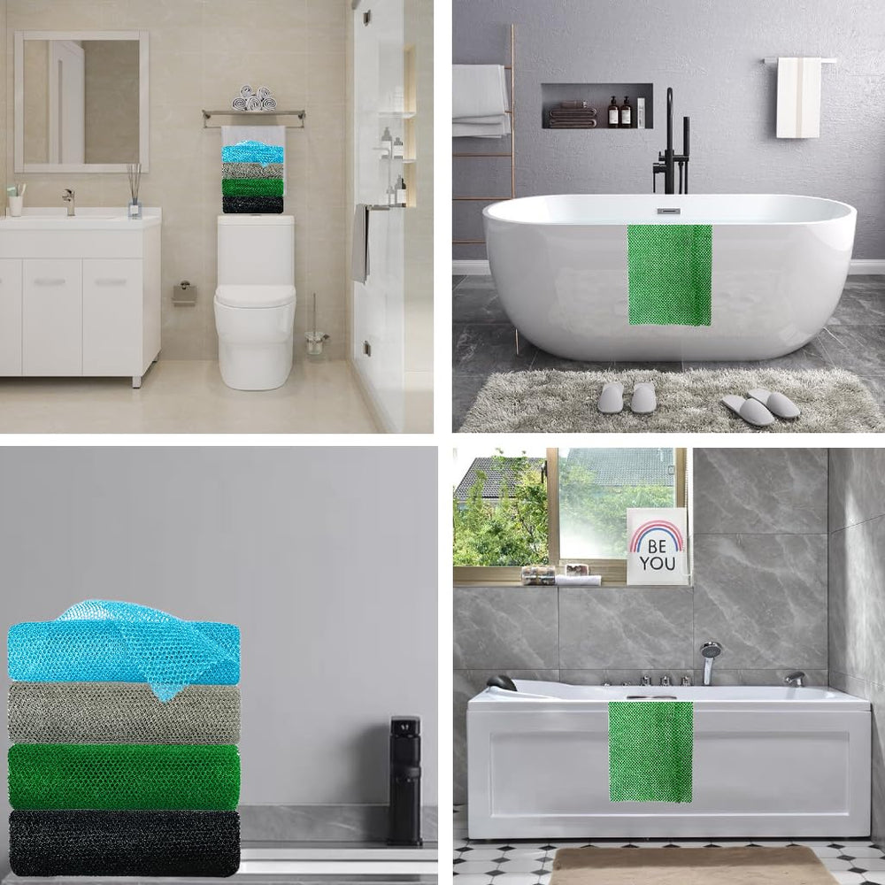 SPMKTBOZAI malla exfoliante africana azul para lavado eficiente en baño.
