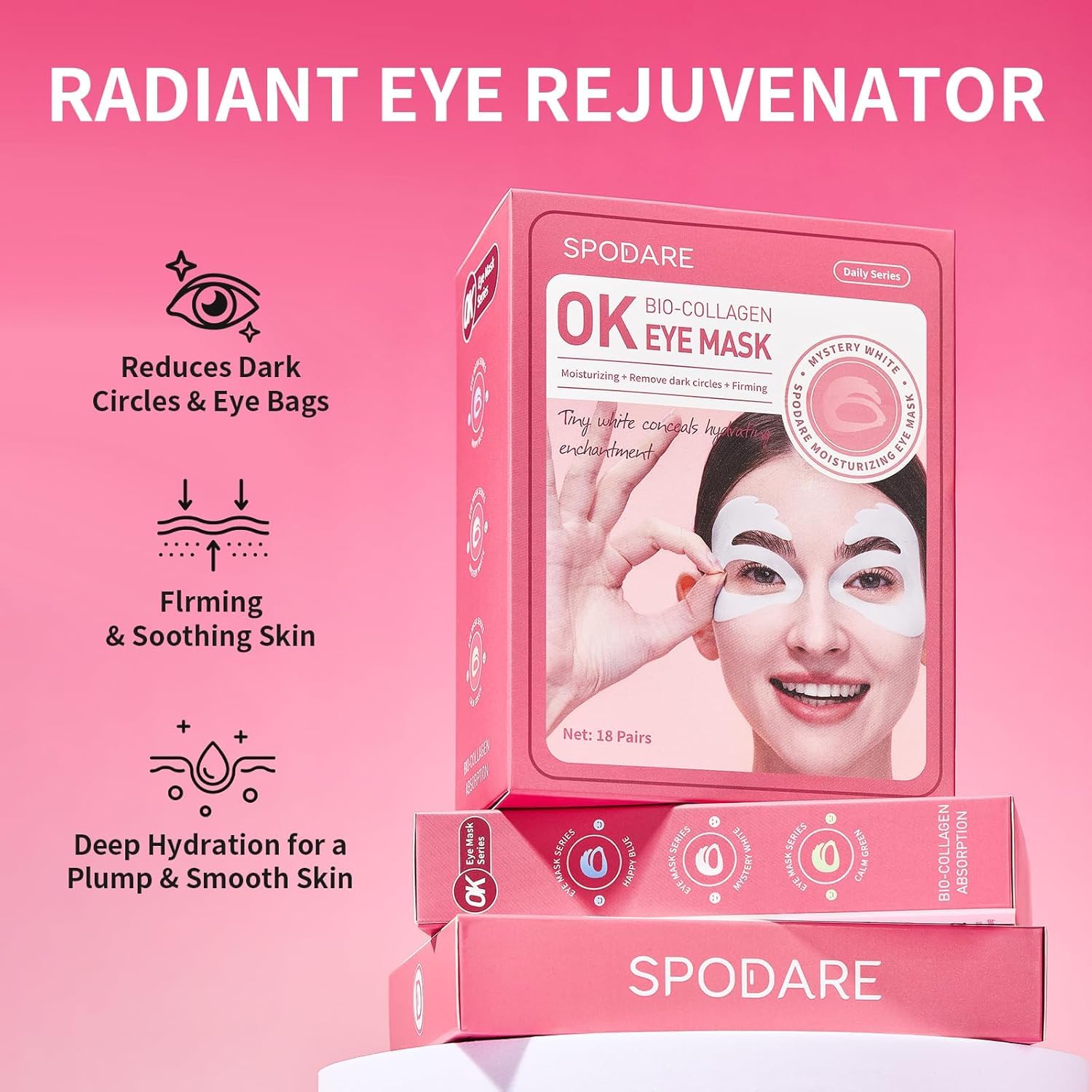 SPODARE OK Shape Eye Masks collagen formula helps minimize pores and smooth fine lines