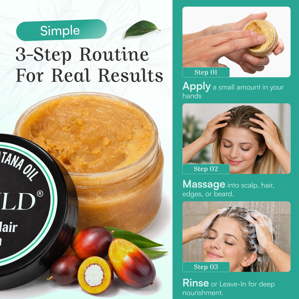 Spoild Batana oil organic label emphasizes 100% pure ingredients for shine.