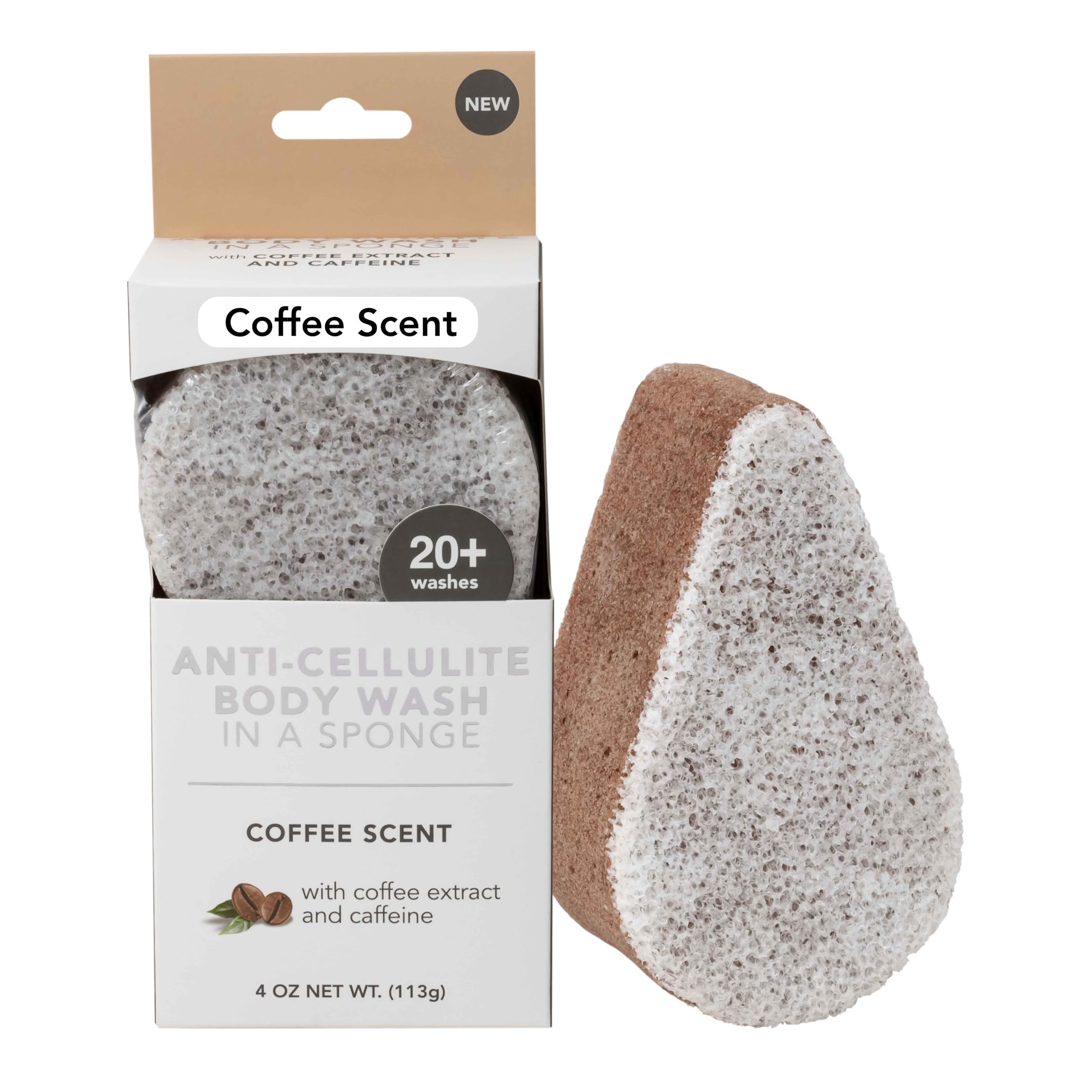 Spongeables coffee-scented sponge enhances an at-home spa ritual.
