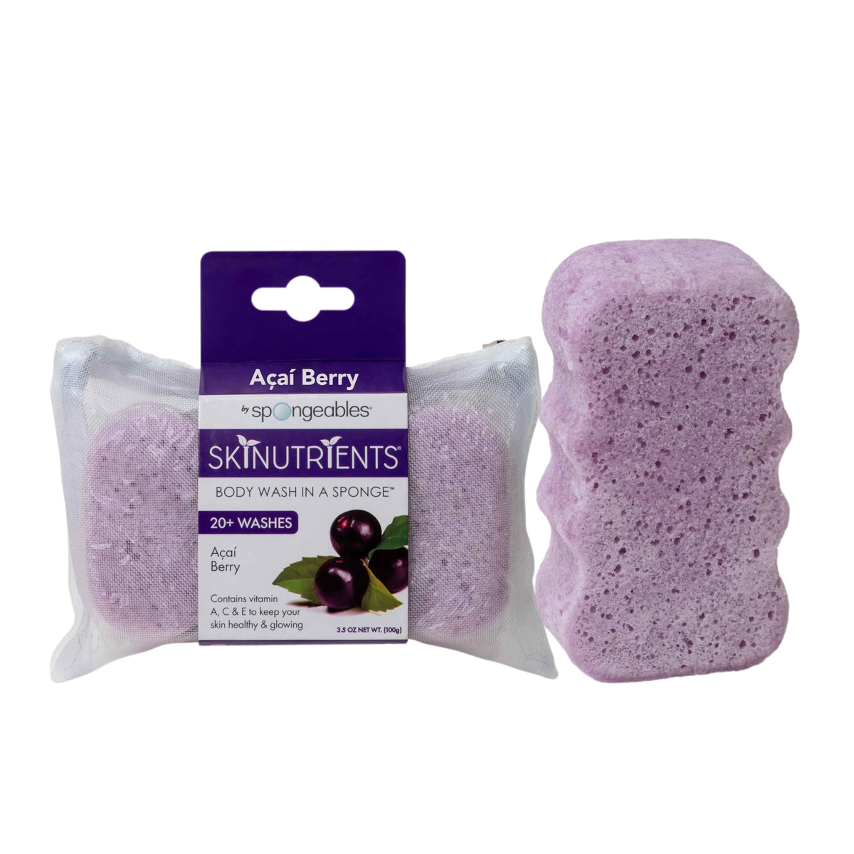 Spongeables jabón en esponja con acai para piel suave tras la ducha