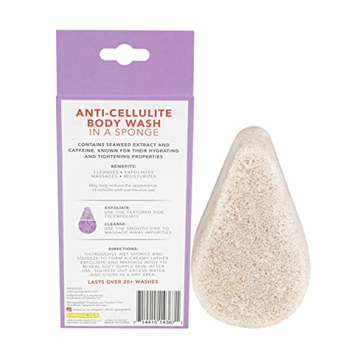 Spongeables Lavender Anti Cellulite Sponge foam-release feature delivering rich lather.