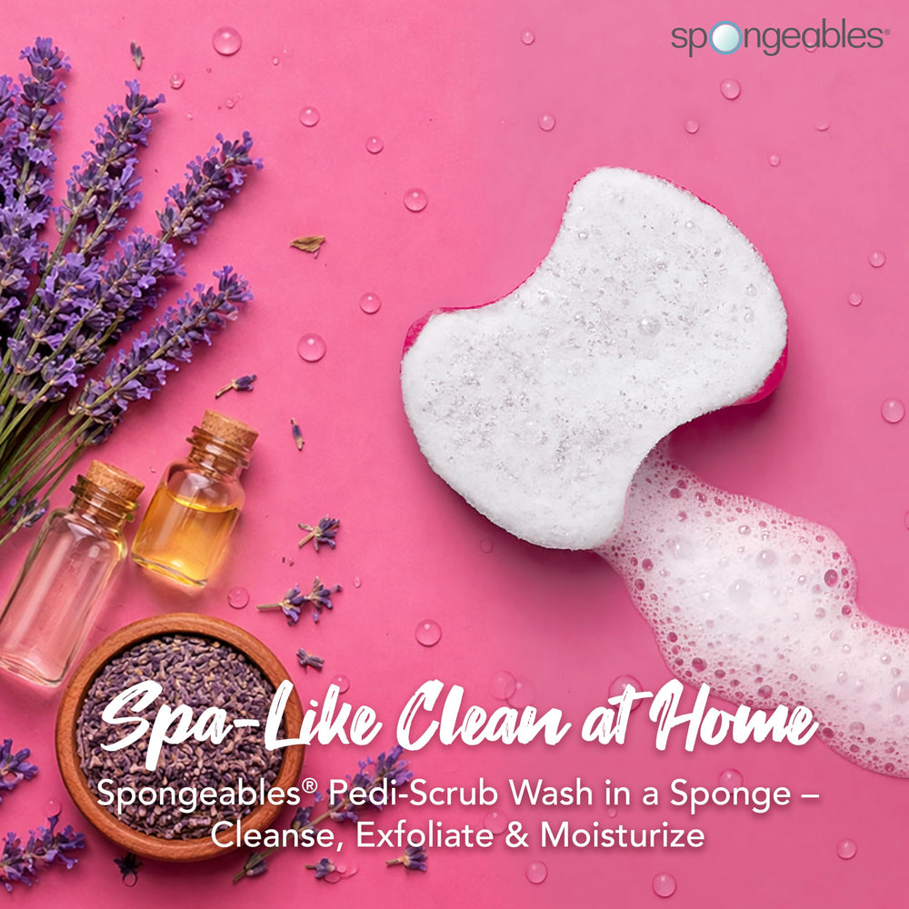 Spongeables Pedi Scrub Lavanda para spa en casa.