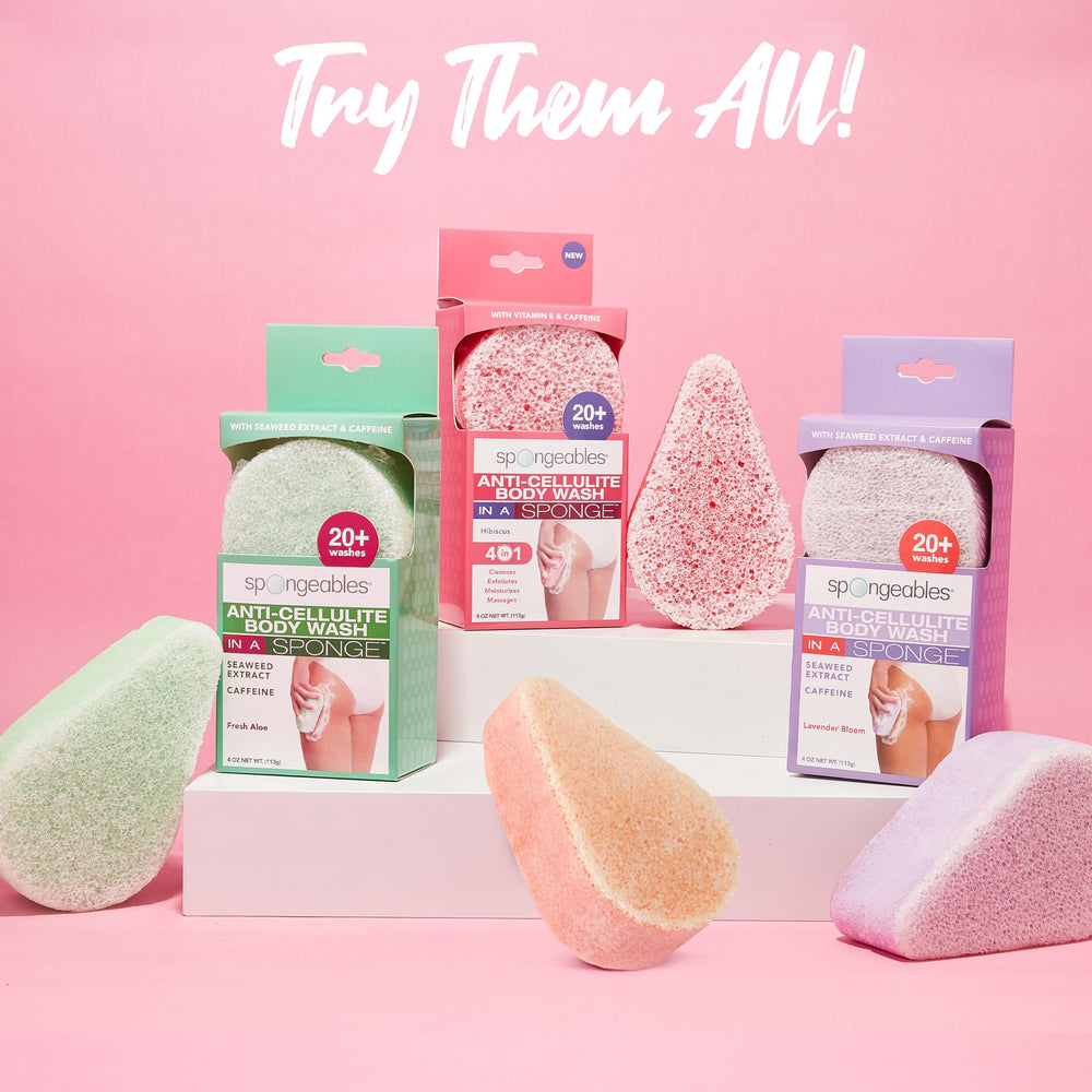 Spongeables Pedi Scrub experiencia de spa en casa con aroma de lavanda.