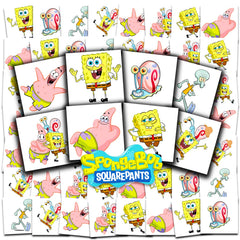 Tatuaje temporal de Spongebob Squarepants, enfoque en personajes, ideal para fiestas infantiles.