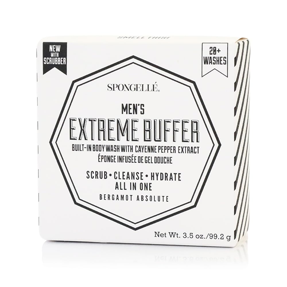 SPONGELLÉ Extreme Buffer: aplicación en ducha que exfolia y suaviza la piel.