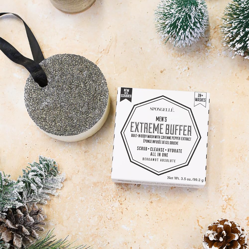 SPONGELLÉ Extreme Buffer: empaque elegante y bergamota para despertar los sentidos.