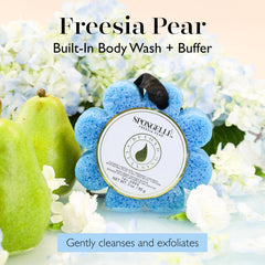 SPONGELLÉ Freesia Pera, esponja con espuma integrada para limpieza diaria sencilla.