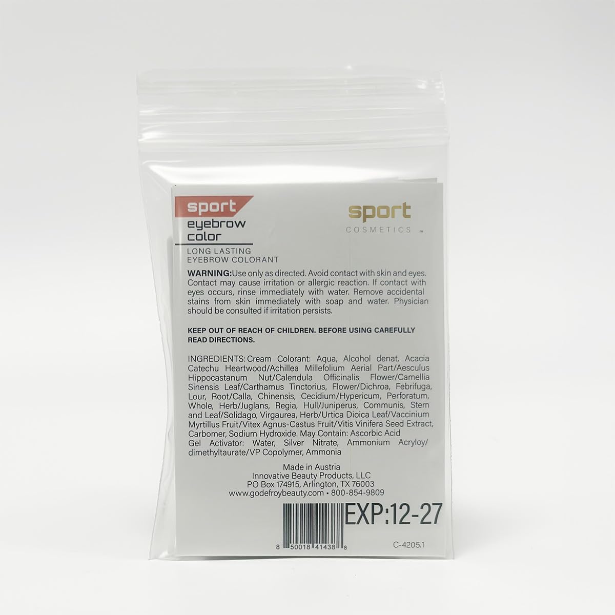 Sport Cosmetics textura suave del colorante para cejas, resultado uniforme y suave