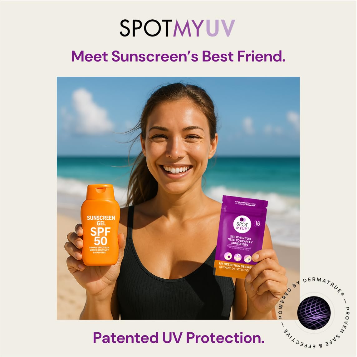 SpotMyUV, pegatina UV con cambio de color para señalizar necesidad de reaplicar.