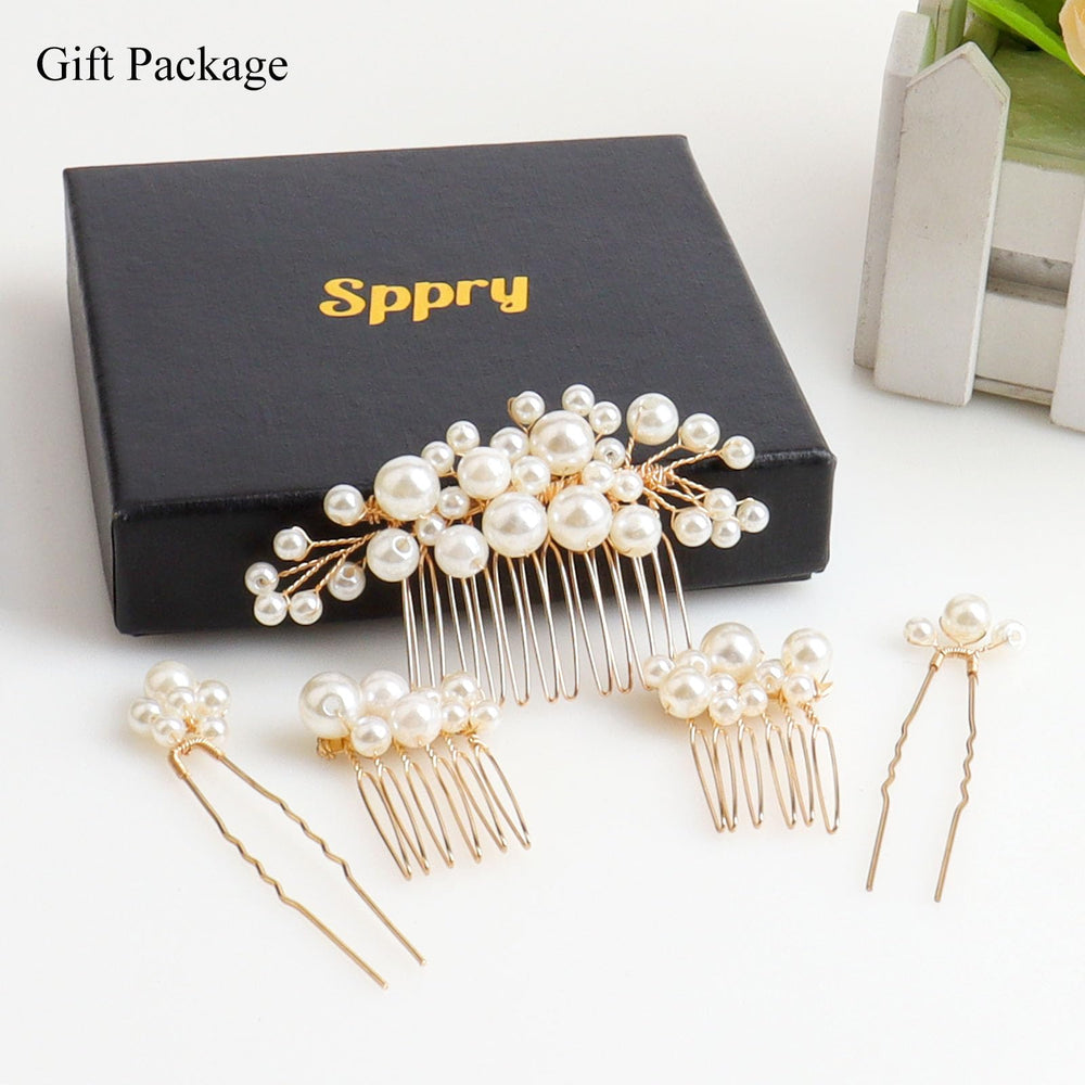 Sppry conjunto de accesorios dorados para novia.