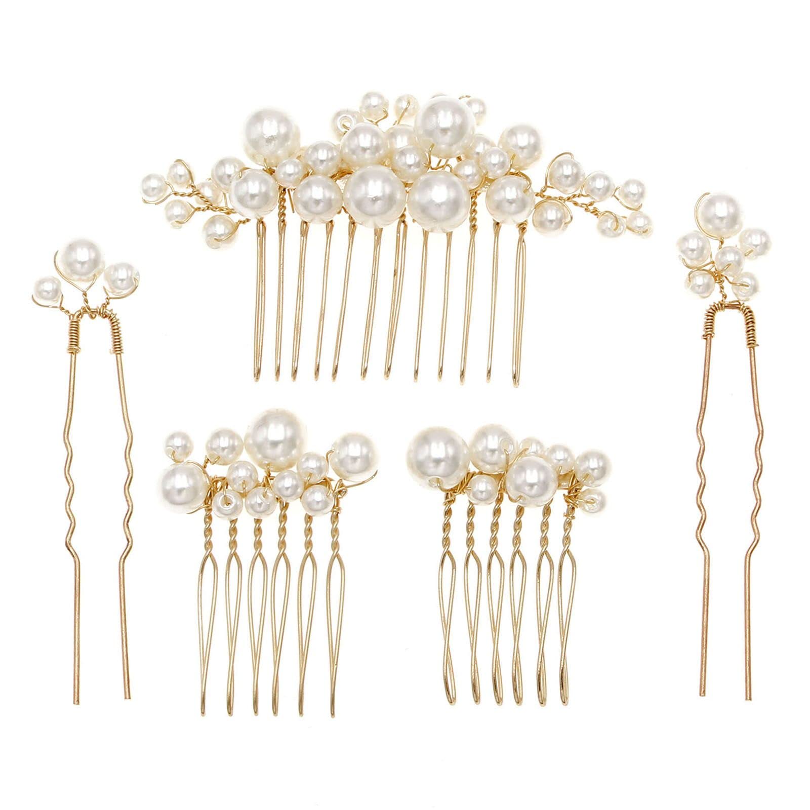 Sppry peine con perlas en oro, ideal para boda.