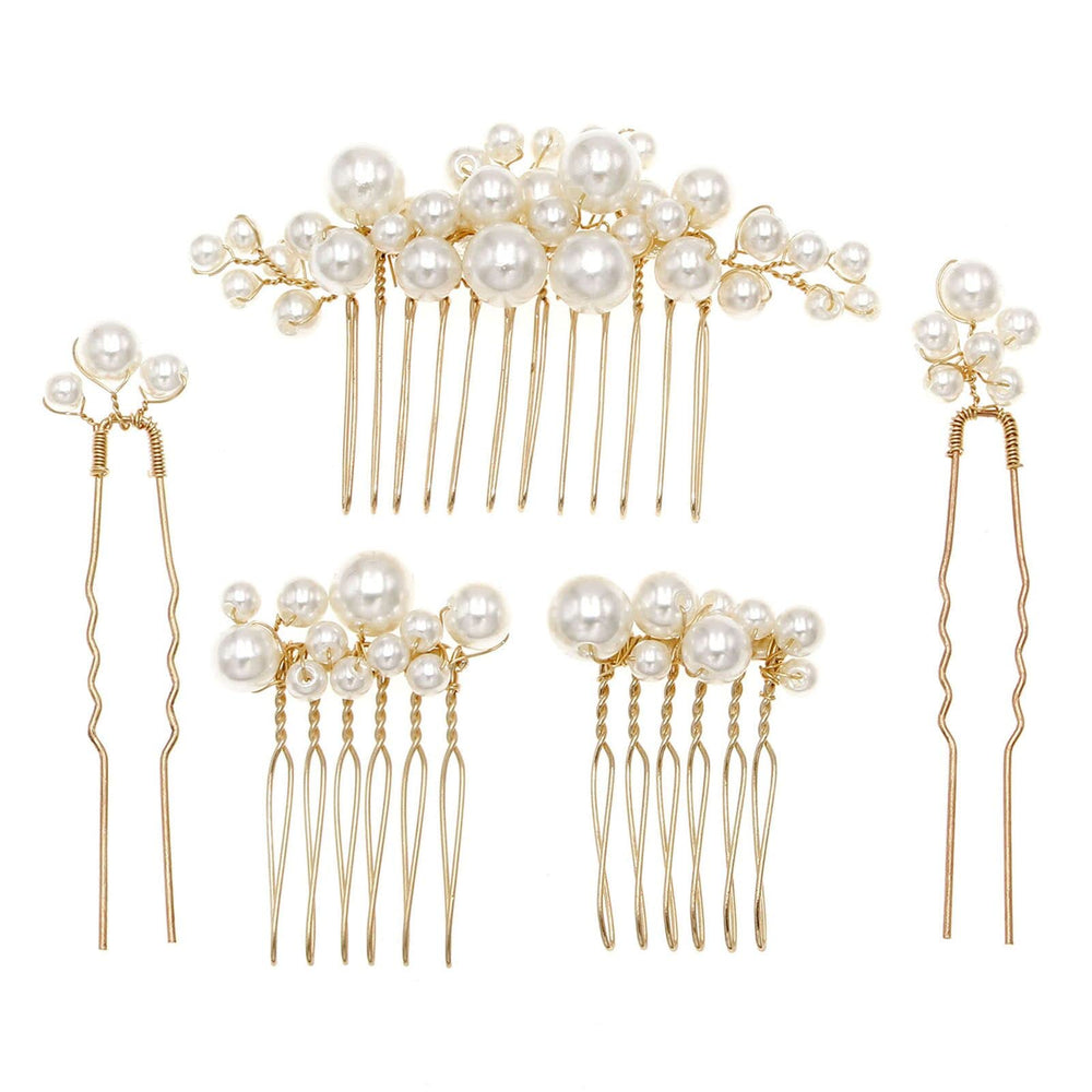 Sppry peine con perlas en oro, ideal para boda.