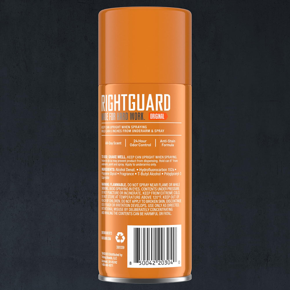 Spray de Right Guard Sport Original con secado rápido para uso inmediato.
