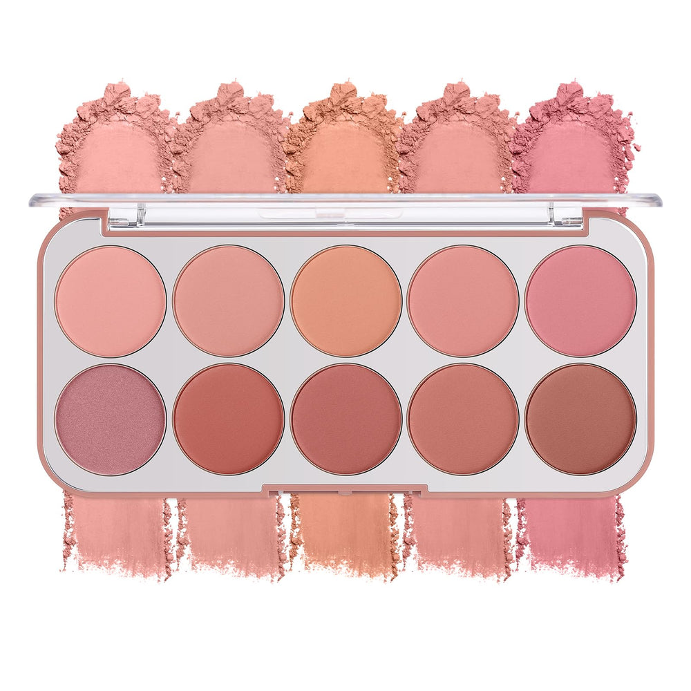 SPRINGSKY 10 Color Blush Palette open compact with shades for a natural glow
