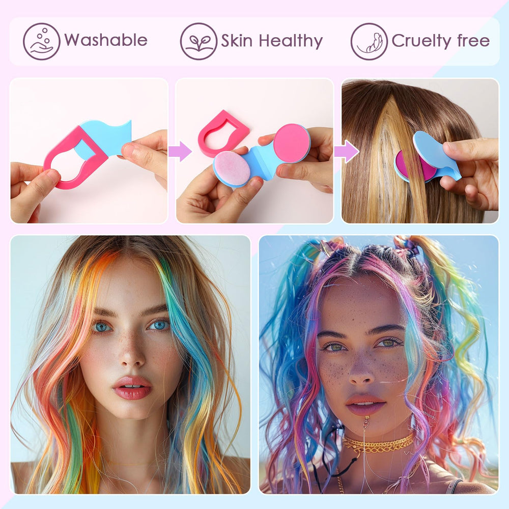 SPRINGSUGAR chalk on light hair showing fast, removable styling for daily wear.