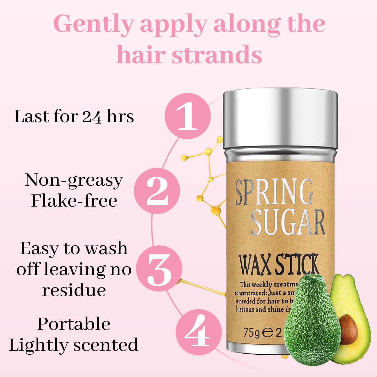 SPRINGSUGAR nourishing formula supports hair softness and shine.