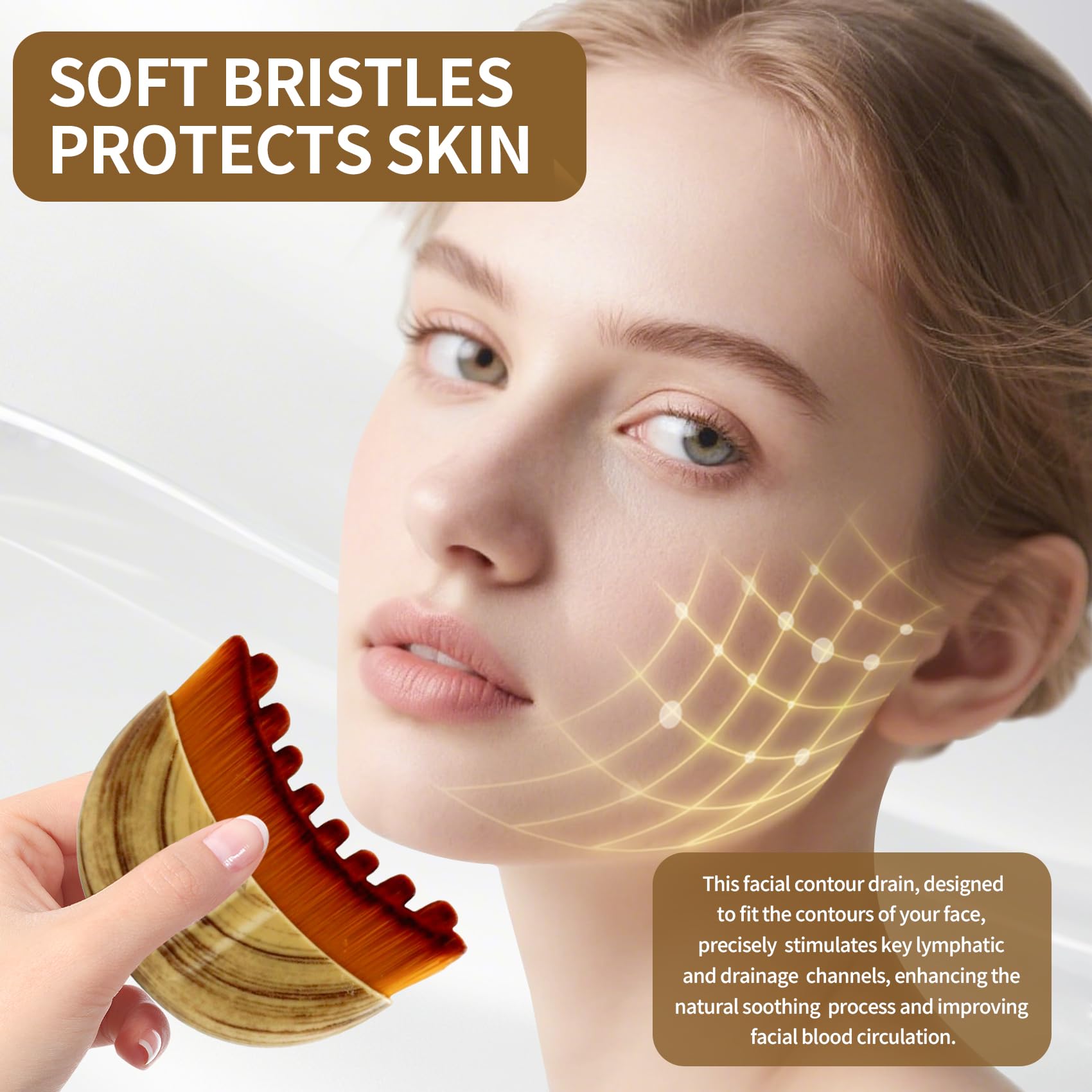 sprsum Lymphatic Drainage Massager Bristles Closeup highlights soft bristles for gentle glide.