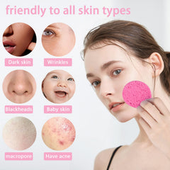 Spunspon pink round sponge ideal for daily cleansing with cleanser.