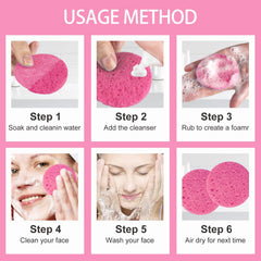 Spunspon pink round sponge dimensional close-up for soft exfoliation.