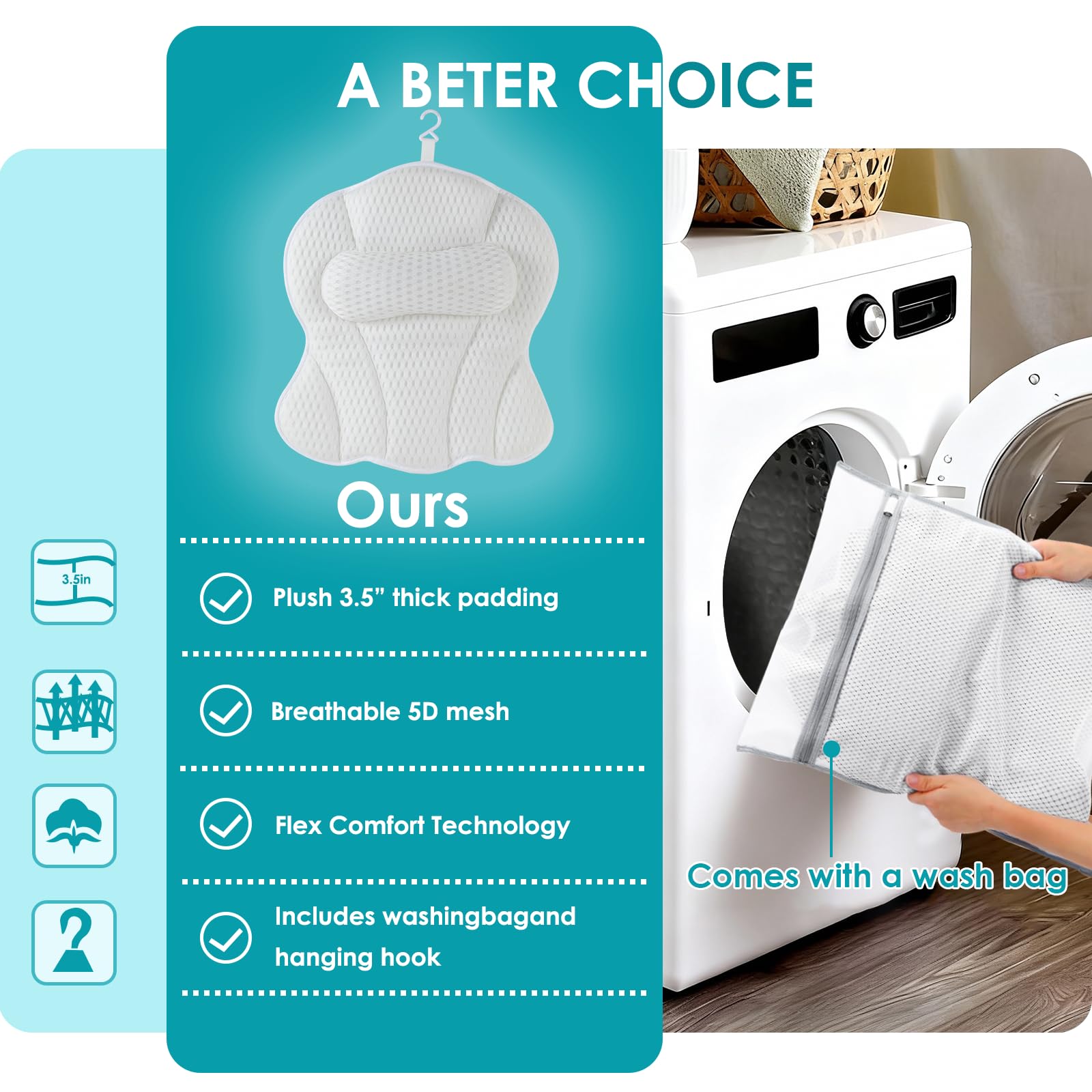 SQLHM bath pillow gift idea for women who deserve spa-like baths.
