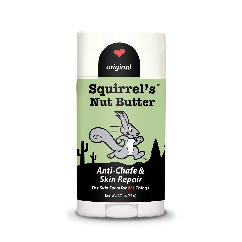 Squirrel's Nut Butter Barrita Antirrozaduras aplicada en muslos para mayor comodidad durante la actividad física.