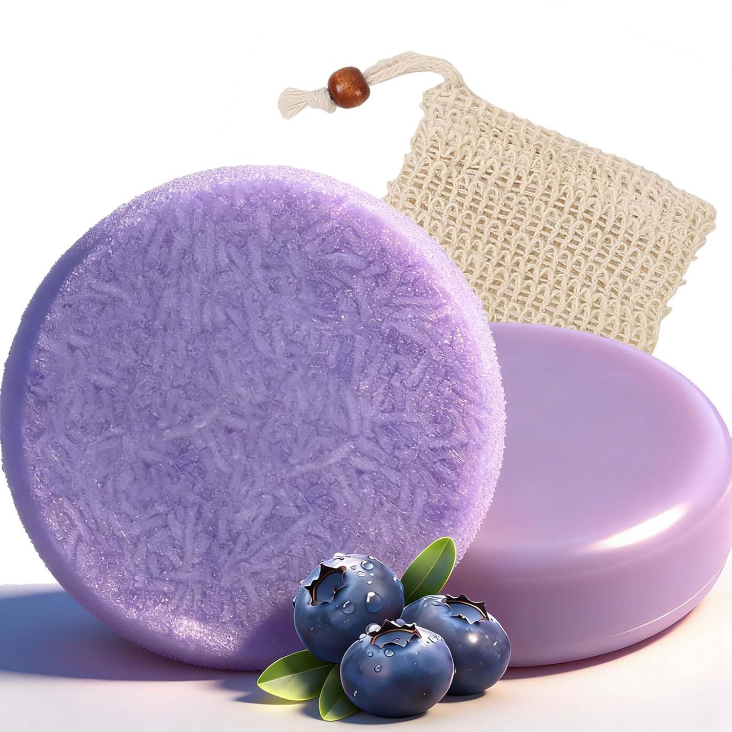 SQUISHYSOFTIES Blueberry Fields barra champú sólido para cabello fino, deja sensación de limpieza y control.