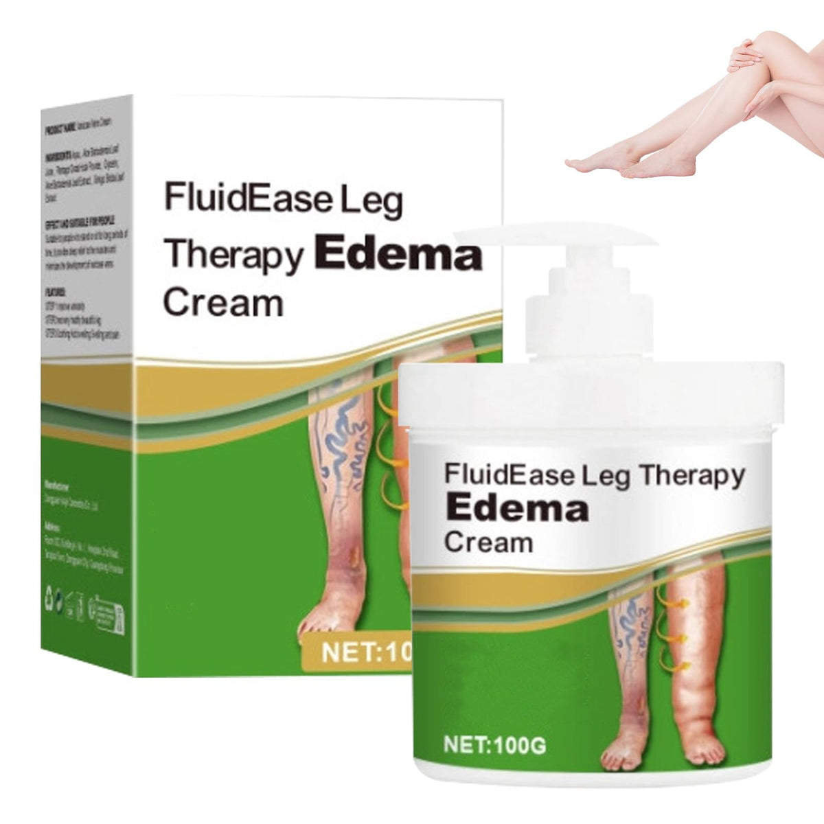 SQZRAN FluidEase crema terapéutica para piernas, hidratación y suavidad.