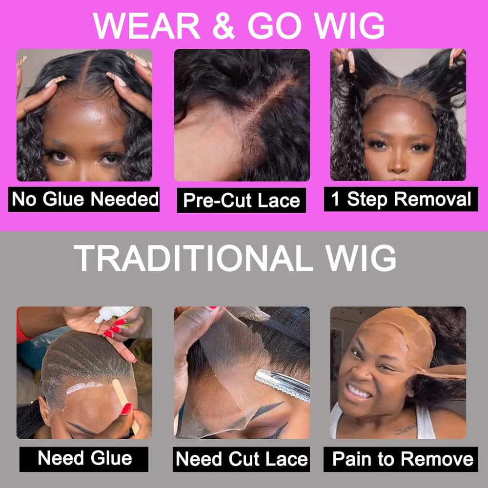 Srakuw 4x4 Lace Closure Wig 14inch with seamless parting options.