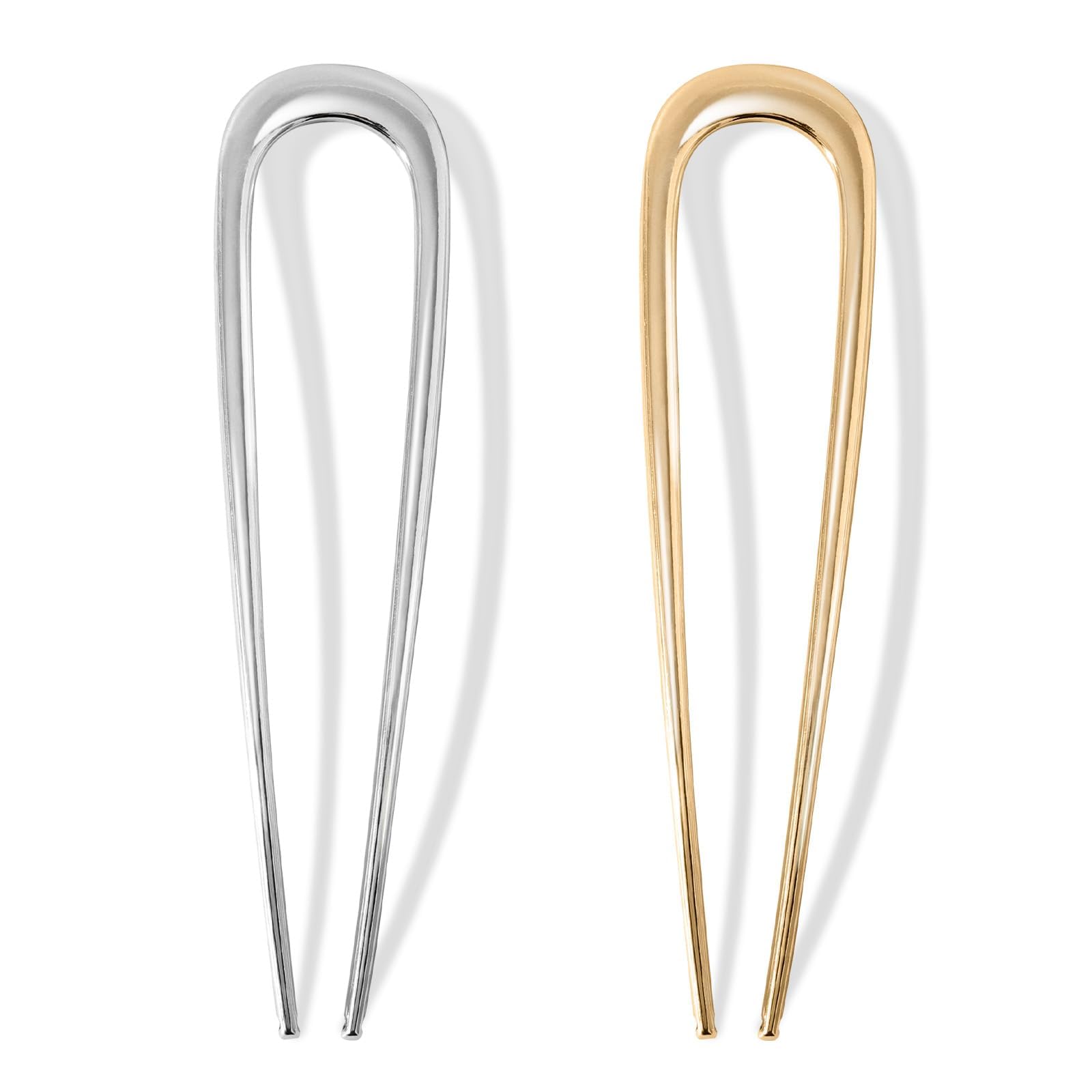Srevela horquillas francesas plateadas para cabello grueso, diseño elegante.