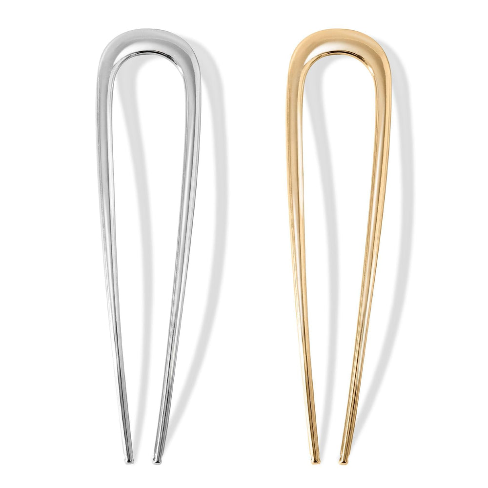 Srevela horquillas francesas plateadas para cabello grueso, diseño elegante.